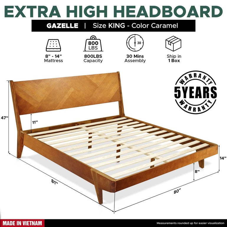 Gazelle Platform Bed Frame With Headboard - www.Shopthatapp.com