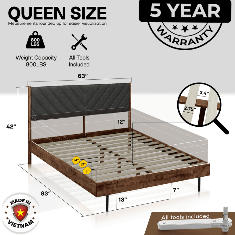 Astoria Upholstered Solid Wood Bed Frame - www.Shopthatapp.com