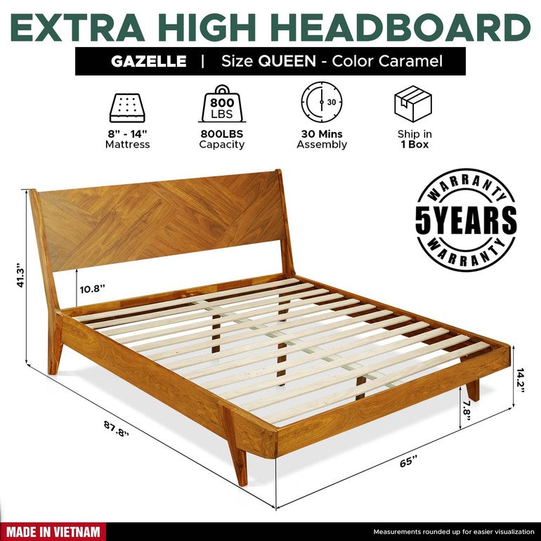 Gazelle Platform Bed Frame With Headboard - www.Shopthatapp.com