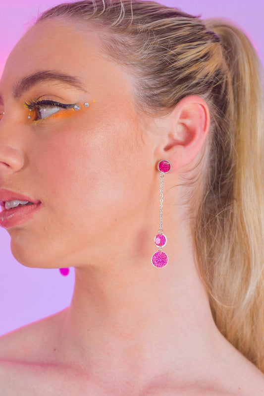 Boucles d'oreilles pendantes à chaîne scintillante avec clou en argent sterling