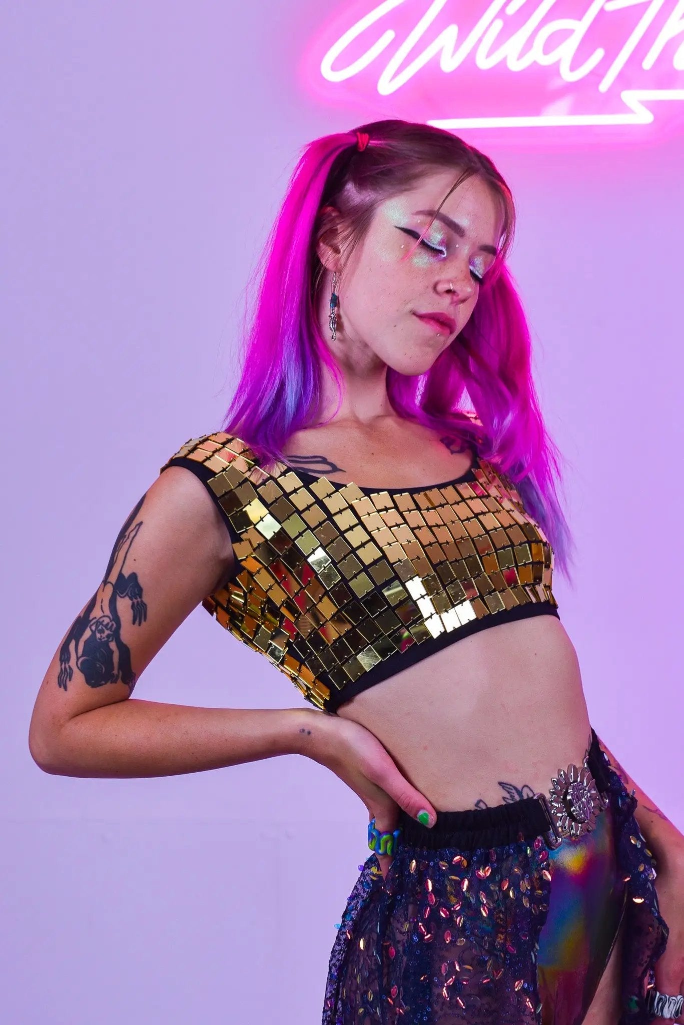 Haut court effet miroir Molly | Doré