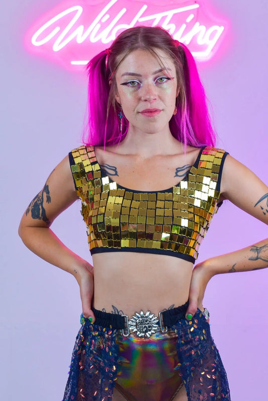 Haut court effet miroir Molly | Doré