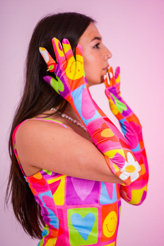 Happy Daze velvet gloves - www.Shopthatapp.com