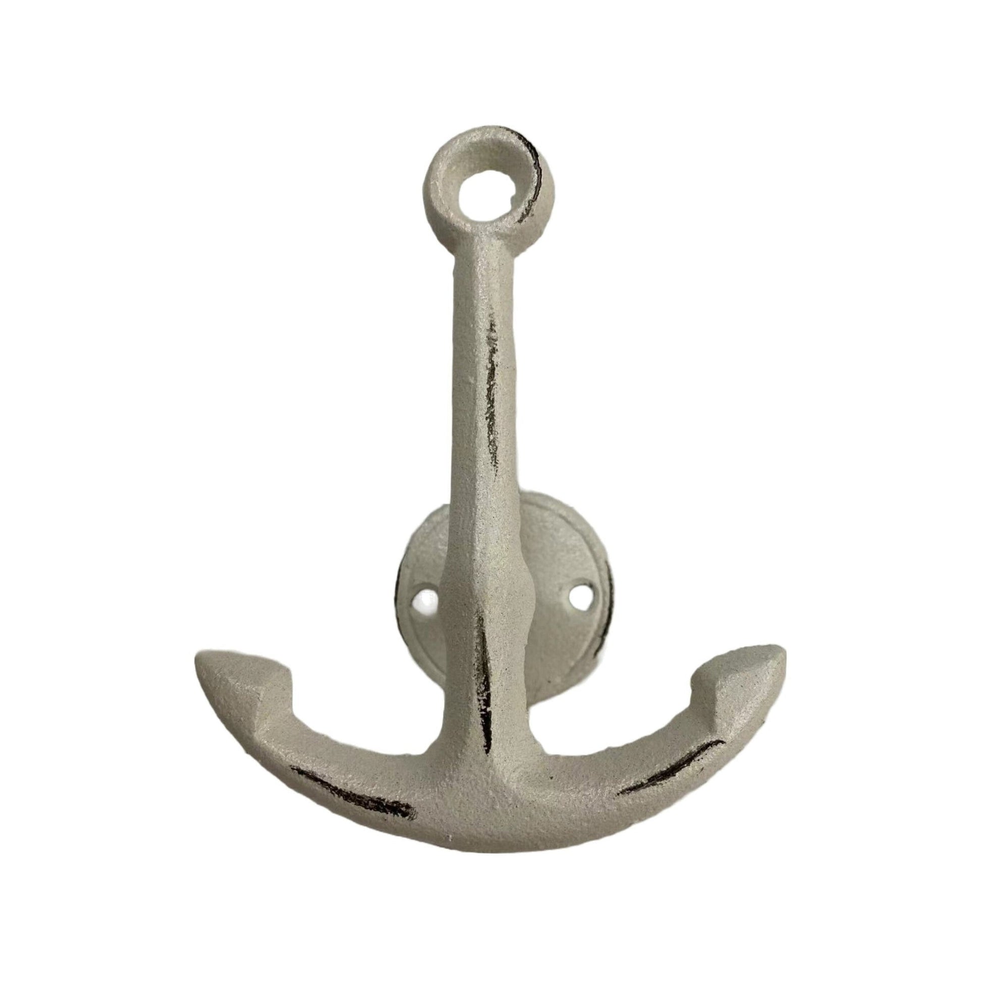 Distressed Anchor Hook, Antique White - www.Shopthatapp.com