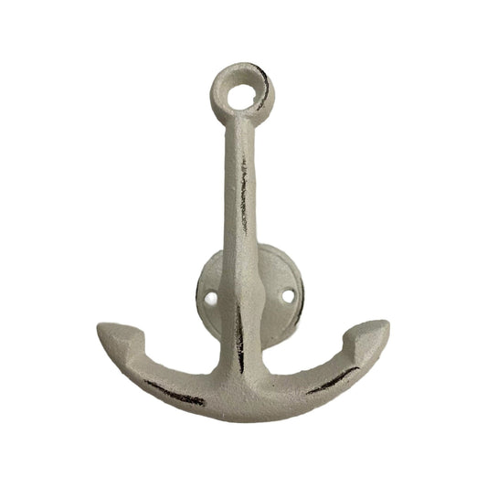 Distressed Anchor Hook, Antique White - www.Shopthatapp.com