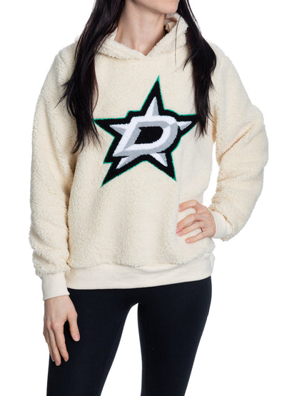 Dallas Stars Ladies Sherpa Hoodie with Premium Chenille Logo - www.Shopthatapp.com #