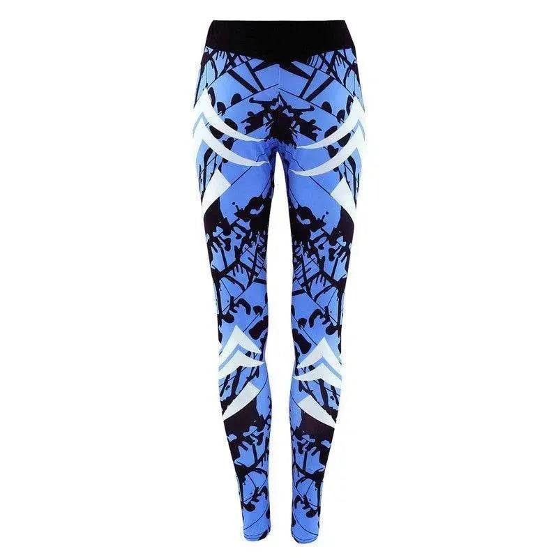 Dark Blue Printed Tight Gym Leggings - www.Shopthatapp.com #