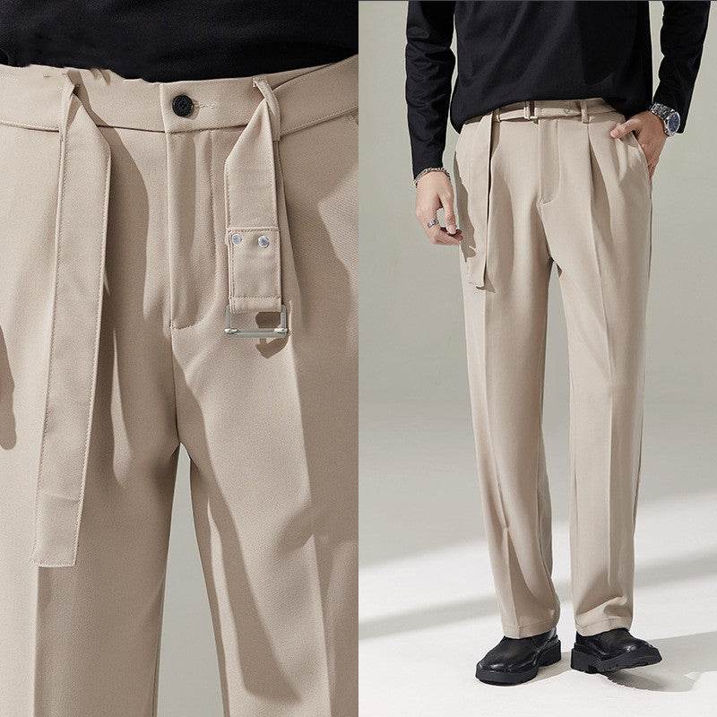 Detachable Belt Draping Wide-leg Suit Chinos Trouser For Men - www.Shopthatapp.com #
