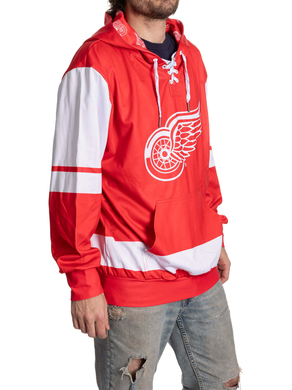 Detroit Red Wings Hockey Lace Hoodie - www.Shopthatapp.com #
