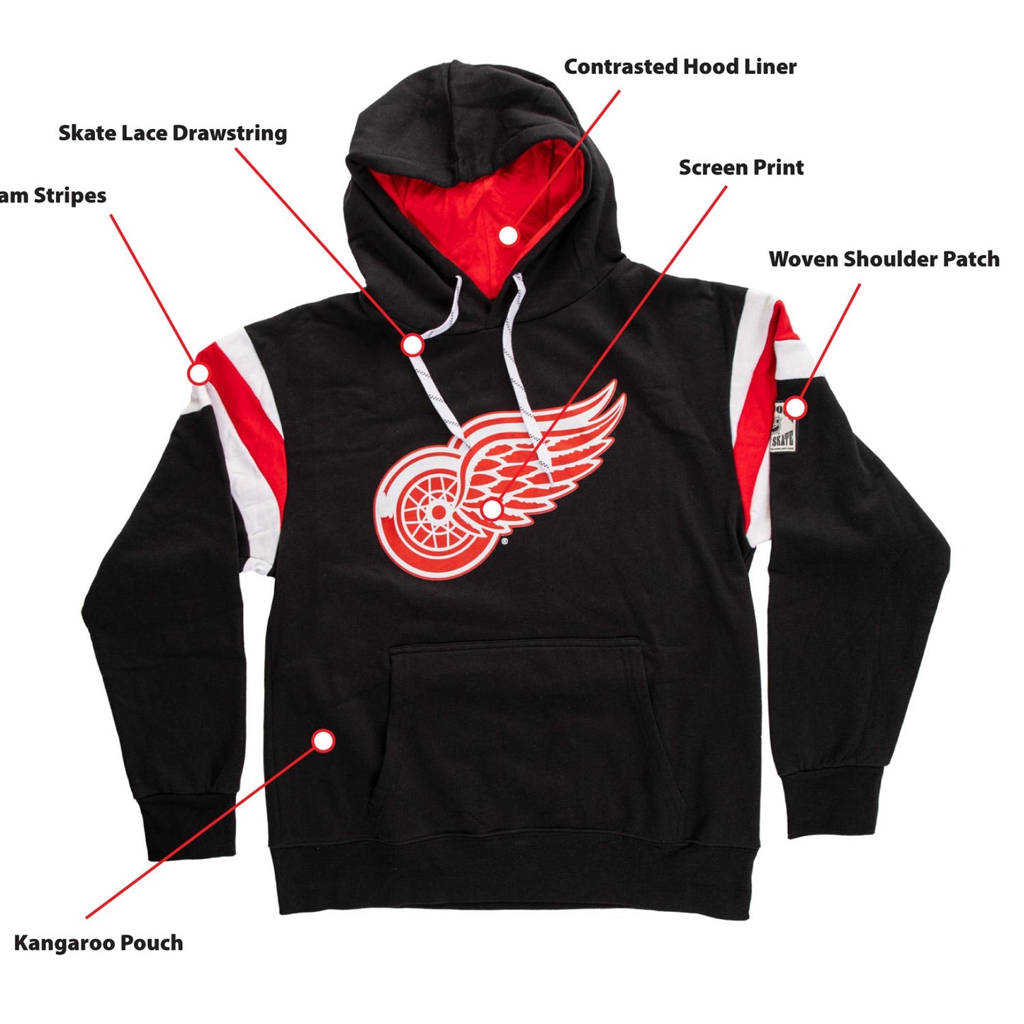 Detroit Red Wings Varsity Retro Style Hoodie - www.Shopthatapp.com