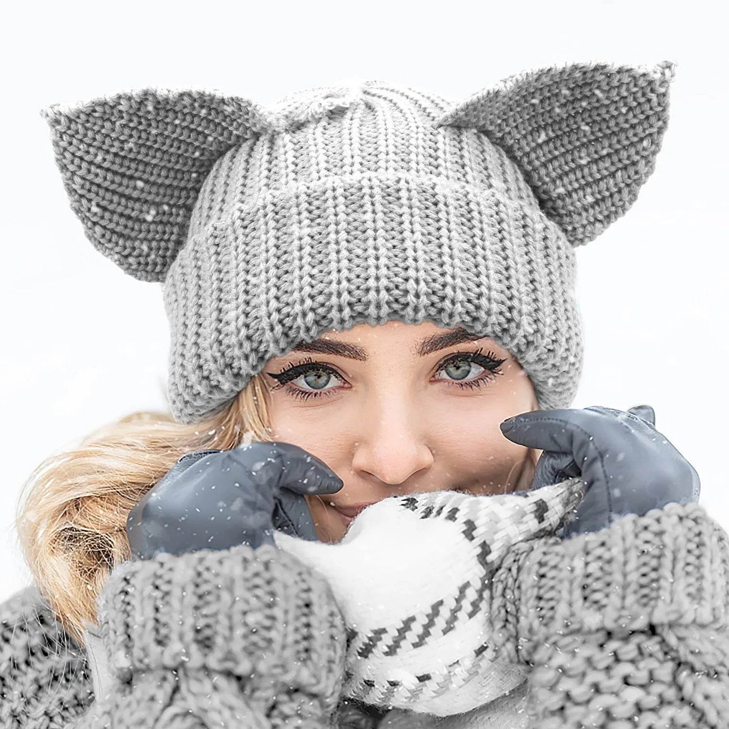 Devil Ears Thickened All Acrylic Knitted Beanie Hat - www.Shopthatapp.com #