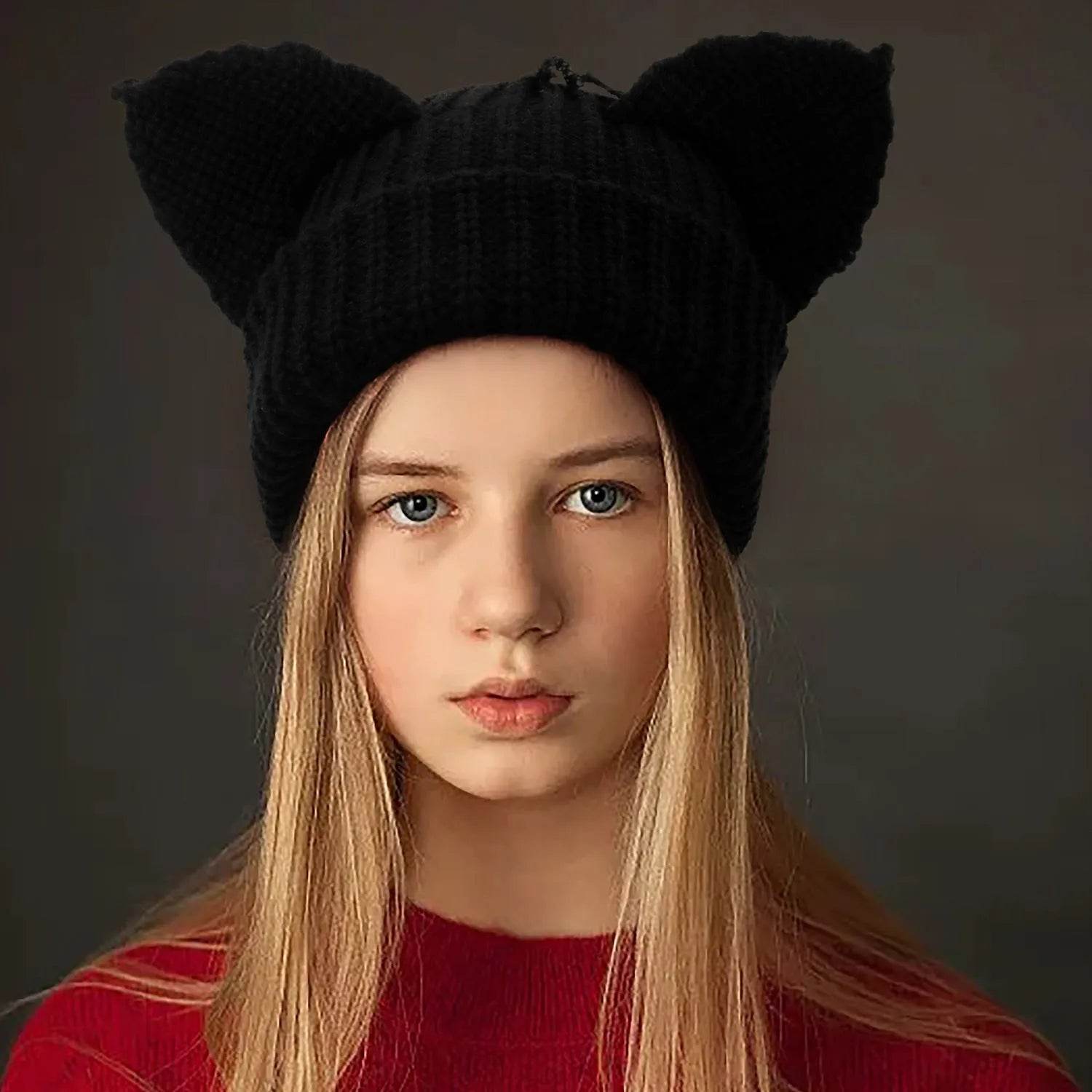 Devil Ears Thickened All Acrylic Knitted Beanie Hat - www.Shopthatapp.com #