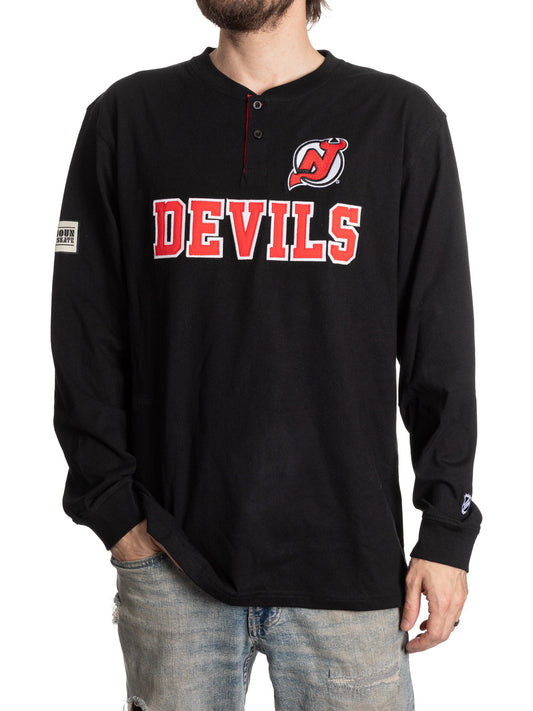 New Jersey Devils Long Sleeve Henley - www.Shopthatapp.com