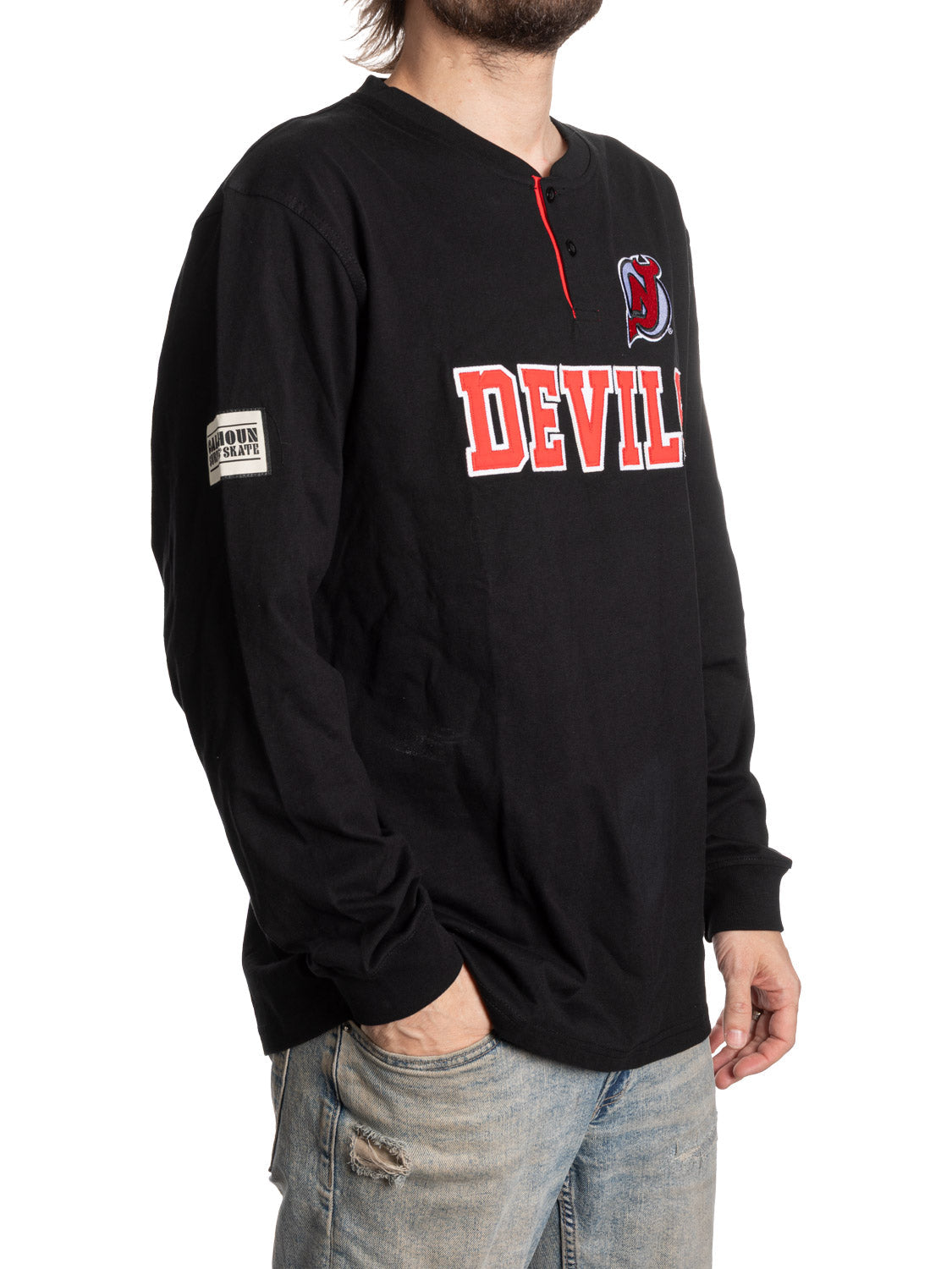 New Jersey Devils Long Sleeve Henley - www.Shopthatapp.com