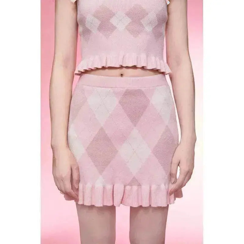 Diamond Vest Spaghetti Straps Knitted Cardigan Coat Three-piece Set - www.Shopthatapp.com