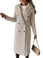 Double Breasted Lapel Coat Winter Fashion Solid Slim Long Jacket Long Sleeve Tops Womens Clothing - www.Shopthatapp.com