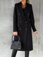 Double Breasted Lapel Coat Winter Fashion Solid Slim Long Jacket Long Sleeve Tops Womens Clothing - www.Shopthatapp.com