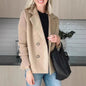 Double Breasted Lapel Jacket Fashion Knitted Sleeves Splicing Design Coat Outerwear - www.Shopthatapp.com