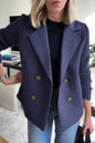 Double Breasted Lapel Jacket Fashion Knitted Sleeves Splicing Design Coat Outerwear - www.Shopthatapp.com