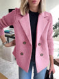 Double Breasted Lapel Jacket Fashion Knitted Sleeves Splicing Design Coat Outerwear - www.Shopthatapp.com