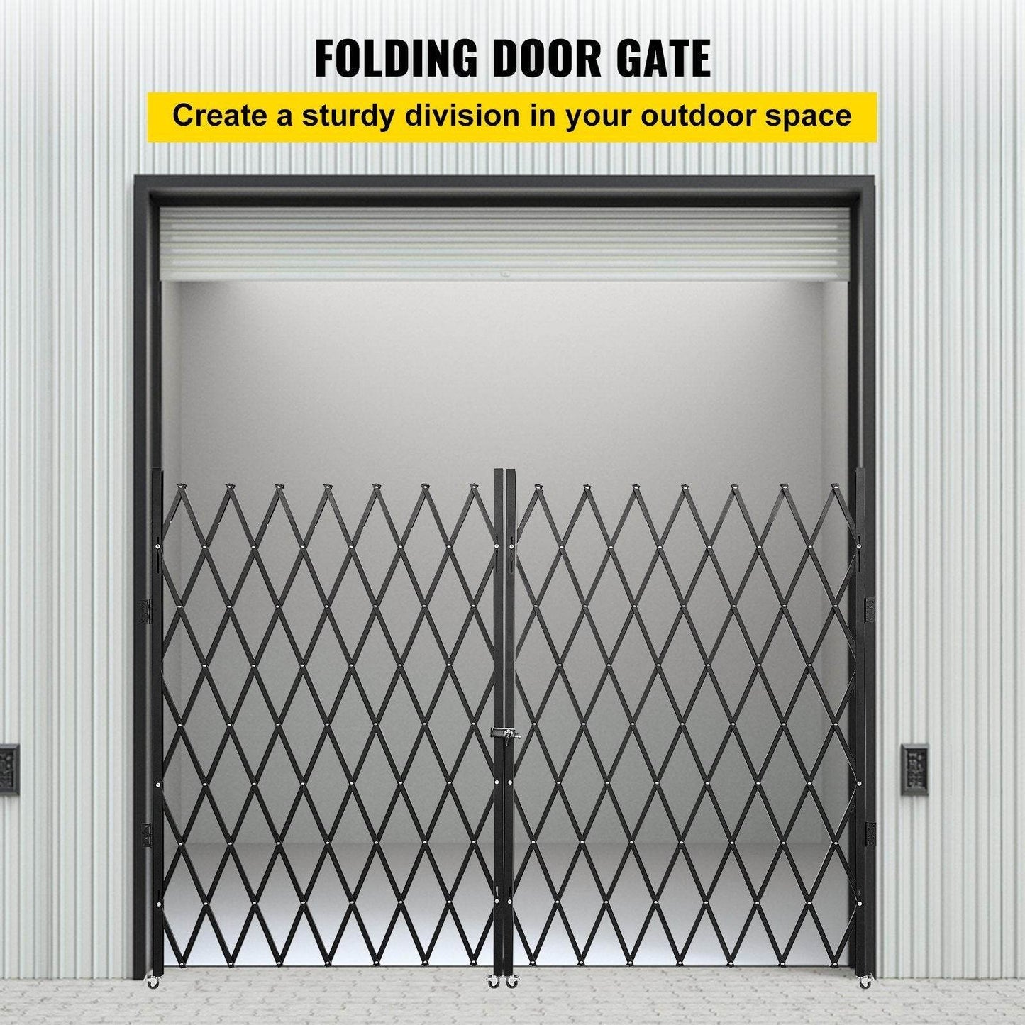 Double Folding Security Gate, 5.1 H X 10.2 W Folding Door Gate, Steel Accordion Security Gate, Flexible Expanding Security Gate, 360 Rolling Barricade Gate, Scissor Gate Or Door With Keys - www.Shopthatapp.com #