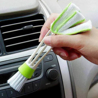 Double Head With Rag Blinds Cleaning Dusting Dashboard Keyboard Brush - www.Shopthatapp.com