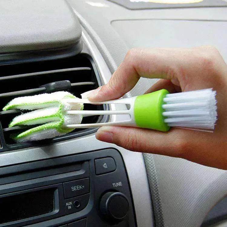 Double Head With Rag Blinds Cleaning Dusting Dashboard Keyboard Brush - www.Shopthatapp.com