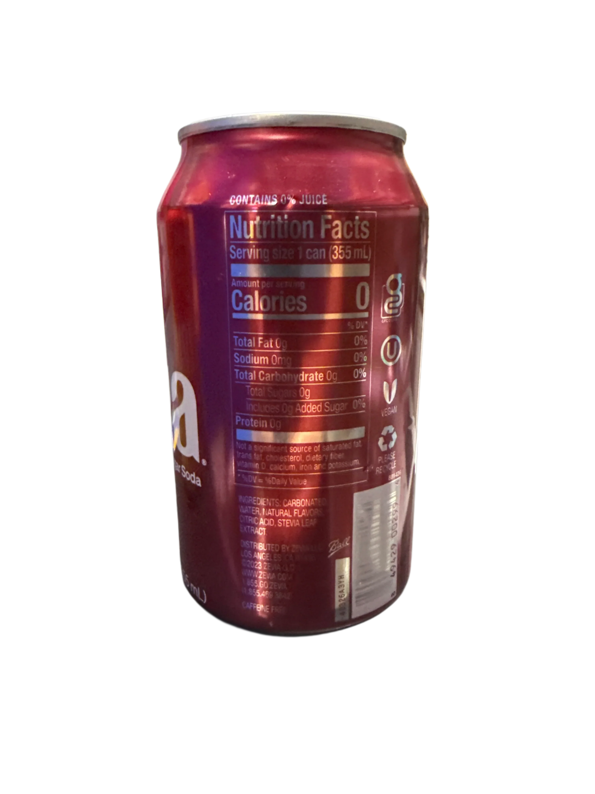 Zevia Zero Sugar Cran-Raspberry Flavoured Soda 355ML - Canadian Edition - www.Shopthatapp.com