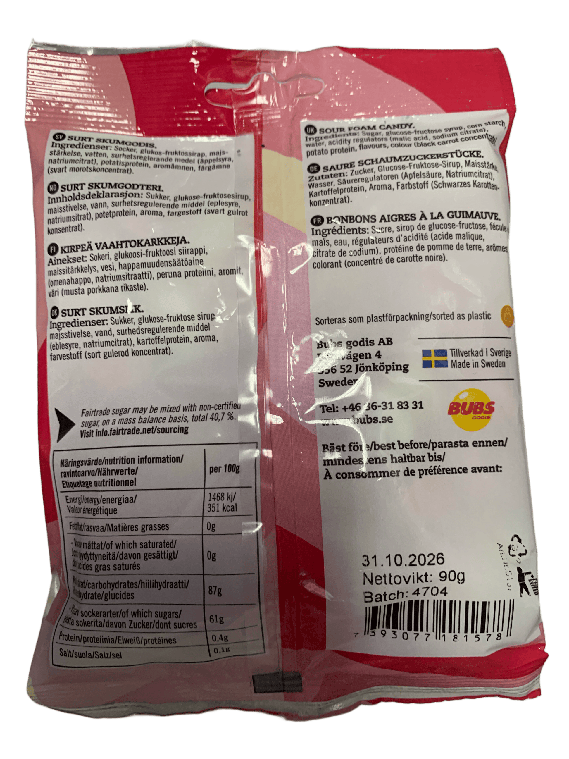 BUBS Godis Goody Strawberry Vanilla Candy Bag 90G - Swedish Edition - www.Shopthatapp.com