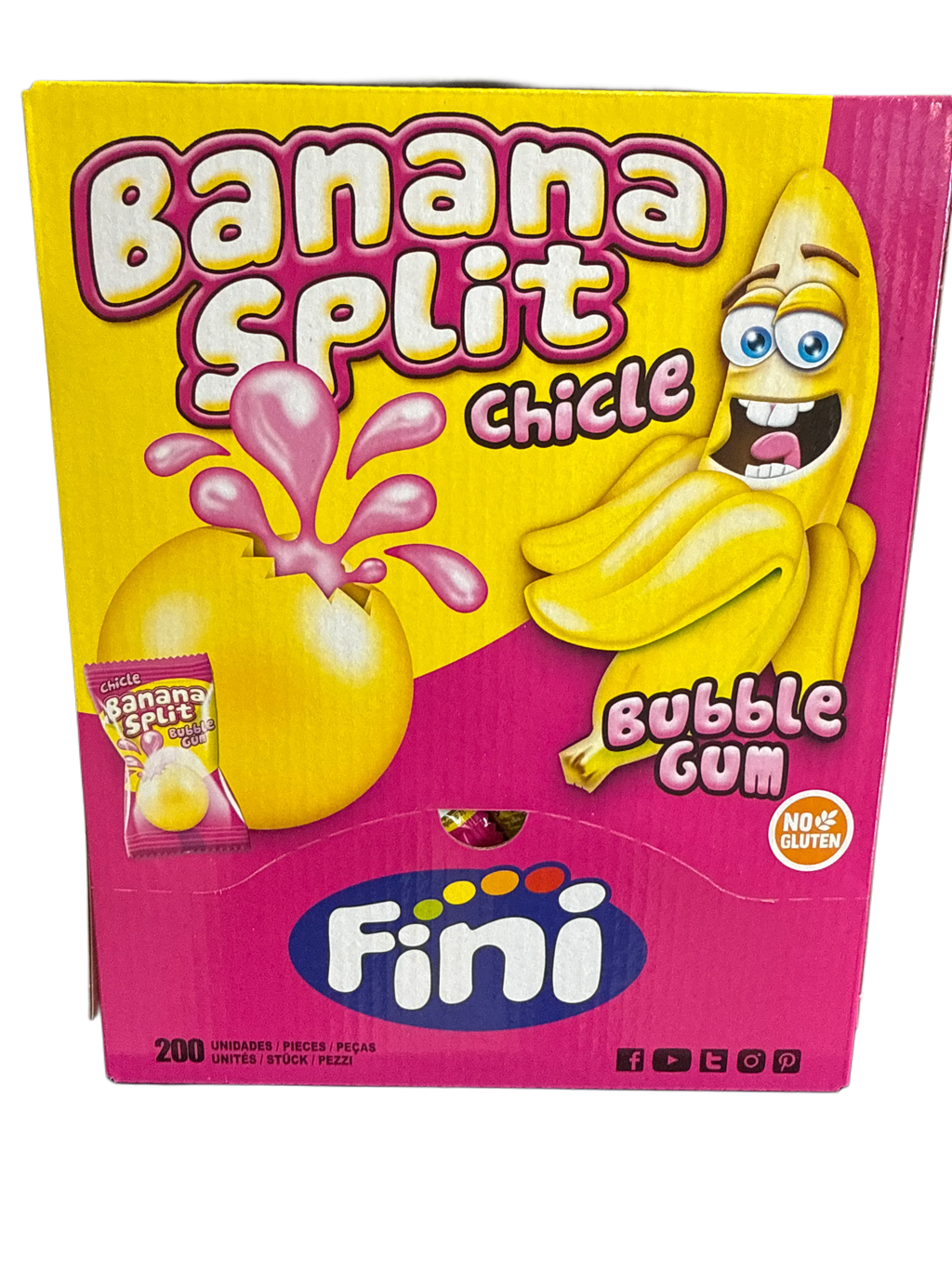 Fini Banana Split Bubble Gum 200 Individually Wrapped Pieces - U.K Edition - www.Shopthatapp.com