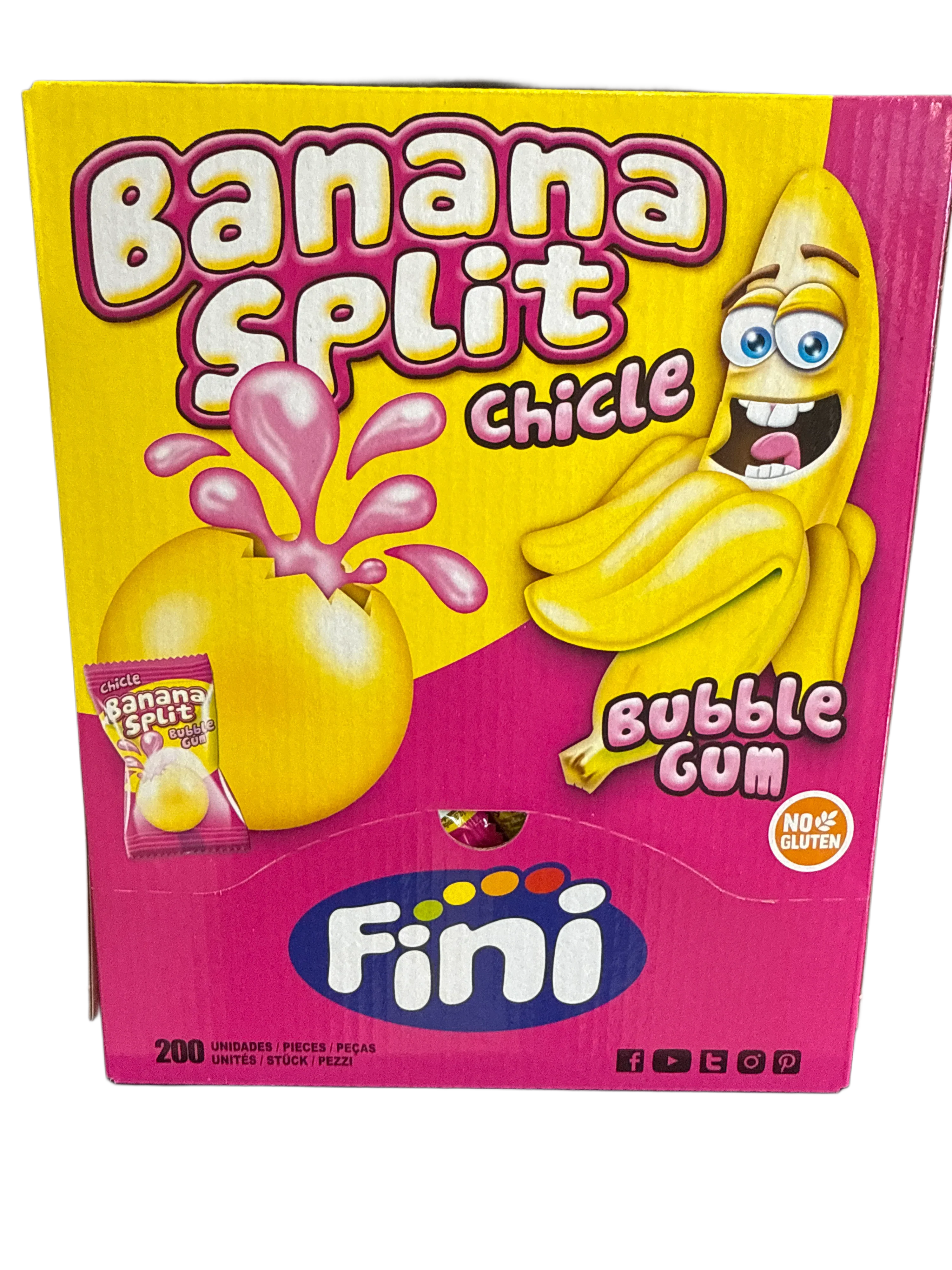 Fini Banana Split Bubble Gum 200 Individually Wrapped Pieces - U.K Edition - www.Shopthatapp.com