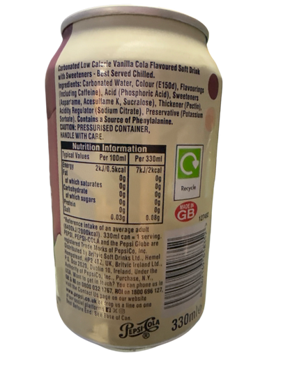 Pepsi Zero Cream Soda Flavoured Can 355ML - U.K Edition - www.Shopthatapp.com