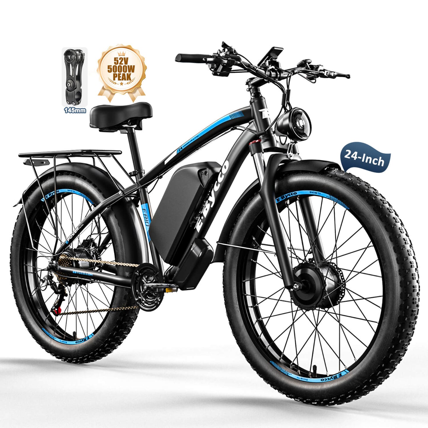 E·BYCCO 24'' EB10 Peak 5000W 52V 32Ah Dual Motors Electric Bike for Women and Men - www.Shopthatapp.com