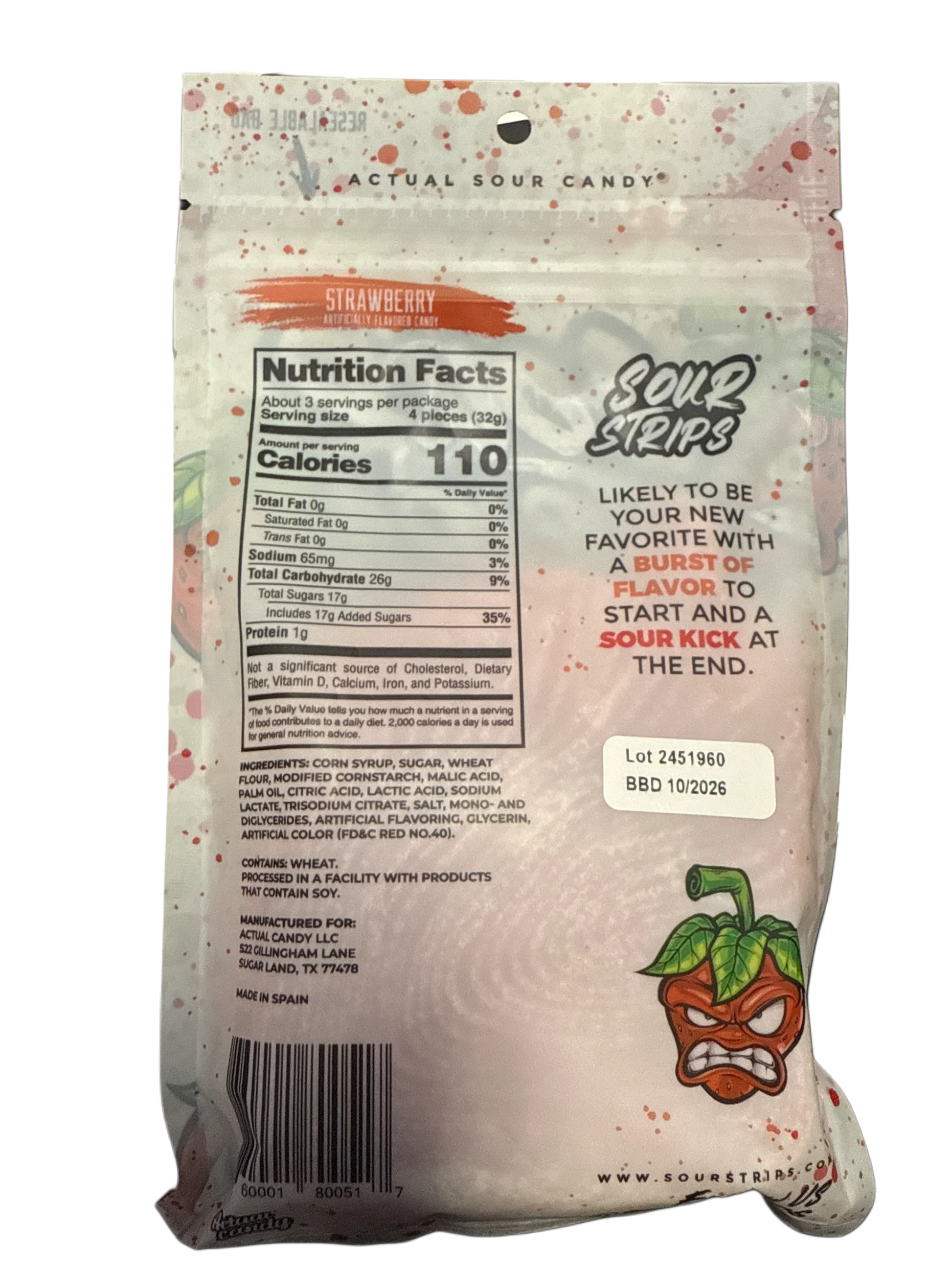 Sour Strips Strawberry 96G - U.S Edition - www.Shopthatapp.com