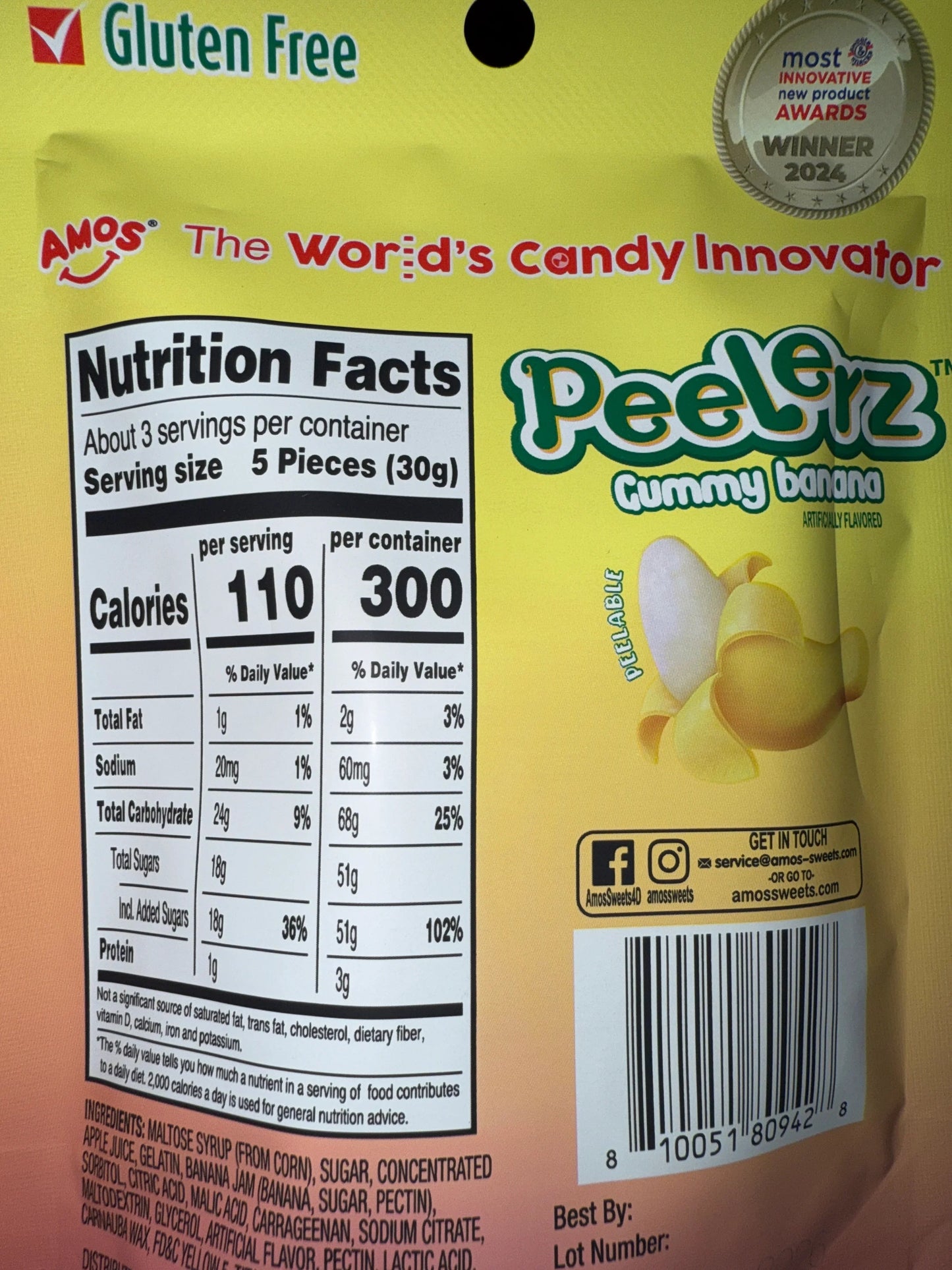 Amos Peelerz Gummy Banana 85G - U.S Edition - www.Shopthatapp.com