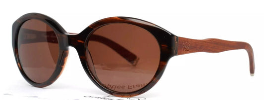 Lunettes de soleil rondes à monture intégrale Diagram Amber Wood pour femme