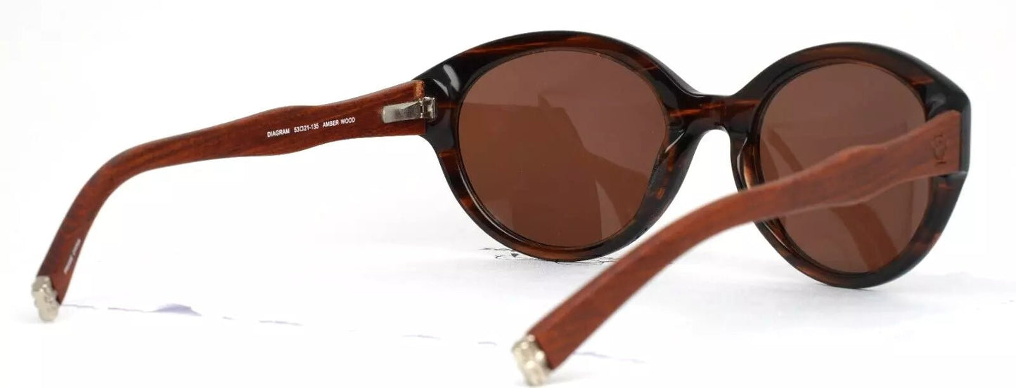 Diagram Amber Wood Womens Round Full Rim Sunglasses - www.Shopthatapp.com