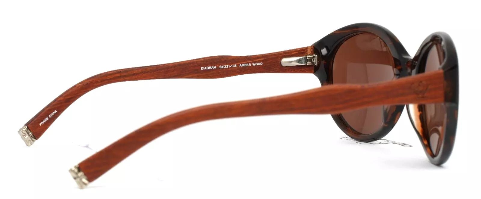 Diagram Amber Wood Womens Round Full Rim Sunglasses - www.Shopthatapp.com