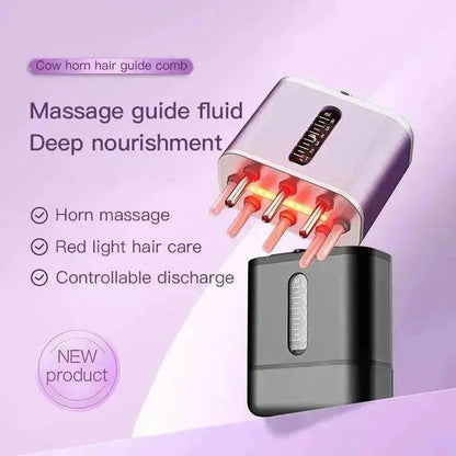 Electric Scalp Massager Cow Horn Massage Comb Red Light Oil Applicator Promote Hair Growth Portable Hair Guid Comb - www.Shopthatapp.com