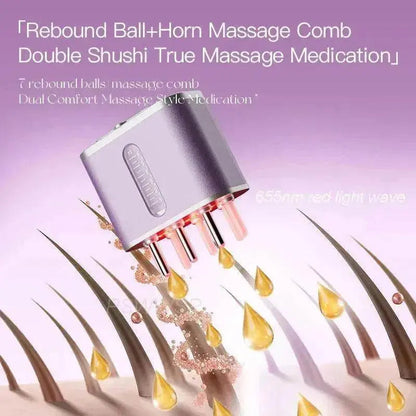 Electric Scalp Massager Cow Horn Massage Comb Red Light Oil Applicator Promote Hair Growth Portable Hair Guid Comb - www.Shopthatapp.com