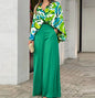 Elegant Printed Shirt Top Wide Leg Pants Fashion Matching Outfit set 2pcs - www.Shopthatapp.com