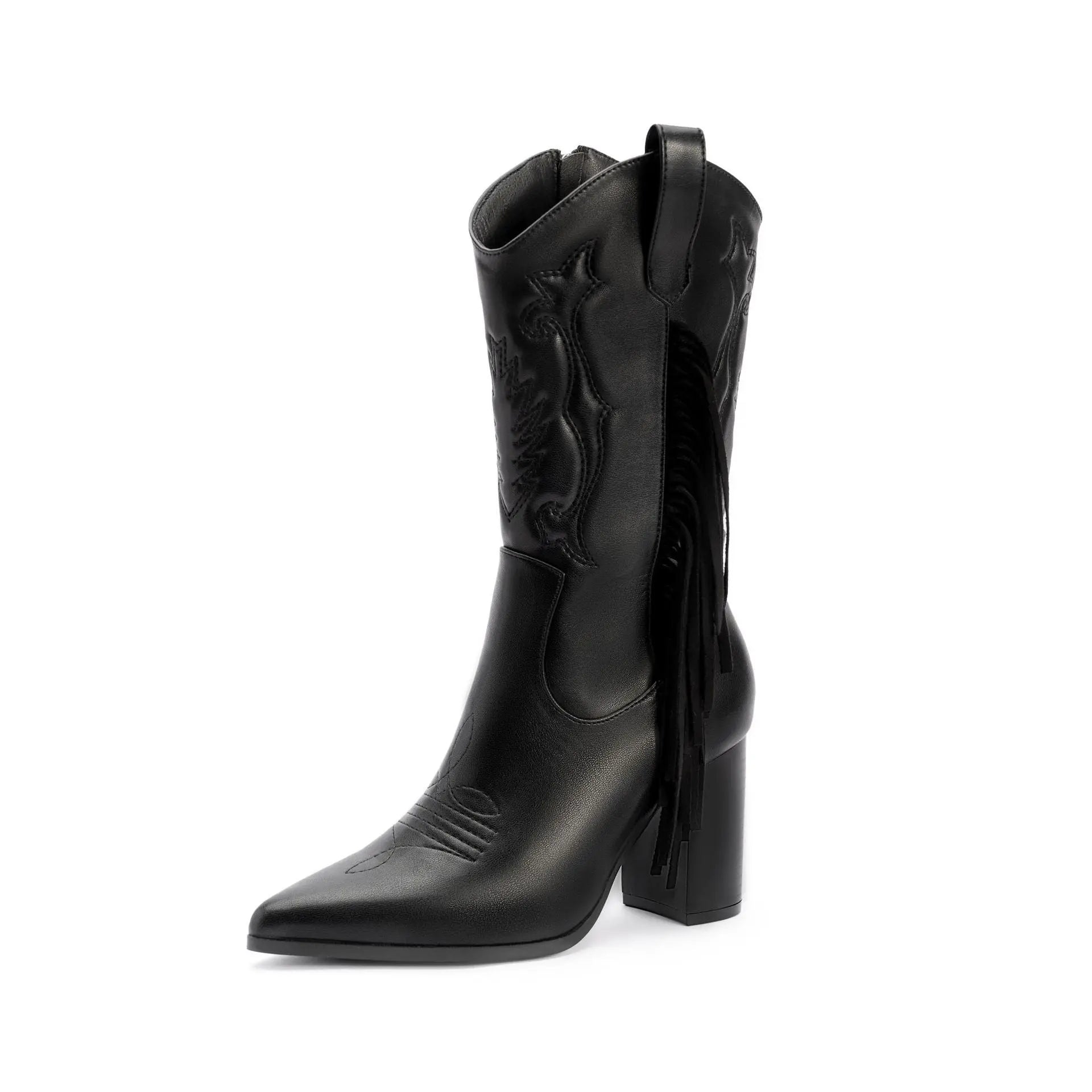 Embroidered Tassel White New Western Cowboy Boot - www.Shopthatapp.com