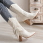 Embroidered Tassel White New Western Cowboy Boot - www.Shopthatapp.com