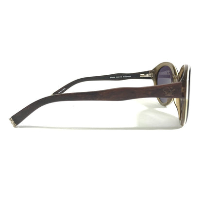 Sunglasses DIAGRAM BLACK WOOD Brown Round Frames w Purple Lenses - www.Shopthatapp.com