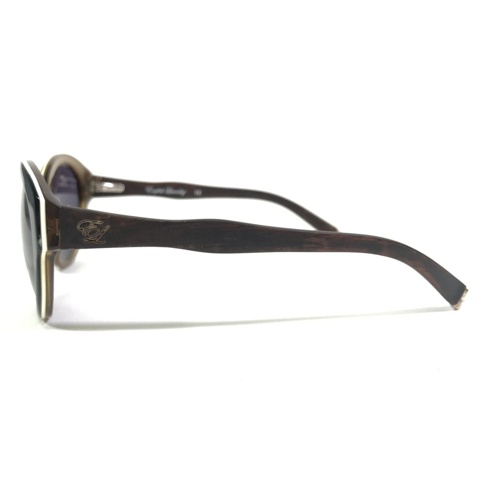 Sunglasses DIAGRAM BLACK WOOD Brown Round Frames w Purple Lenses - www.Shopthatapp.com