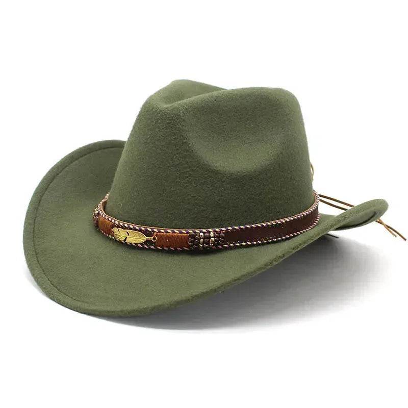 Ethnic Style Metal Feather Western Denim Top Hat Cowboy hat - www.Shopthatapp.com #