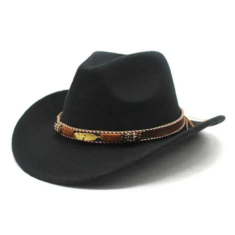 Ethnic Style Metal Feather Western Denim Top Hat Cowboy hat - www.Shopthatapp.com #
