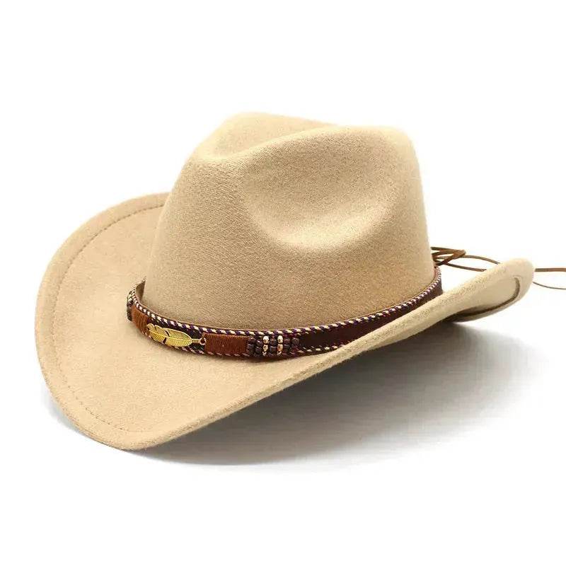Ethnic Style Metal Feather Western Denim Top Hat Cowboy hat - www.Shopthatapp.com #