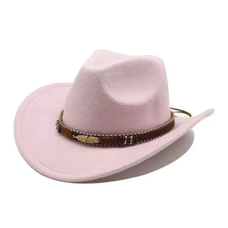 Ethnic Style Metal Feather Western Denim Top Hat Cowboy hat - www.Shopthatapp.com #