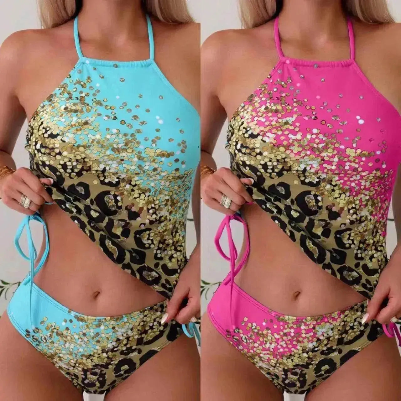 European And American New Women's Split Bikini Printing Swimsuit With Shoulder Straps - www.Shopthatapp.com